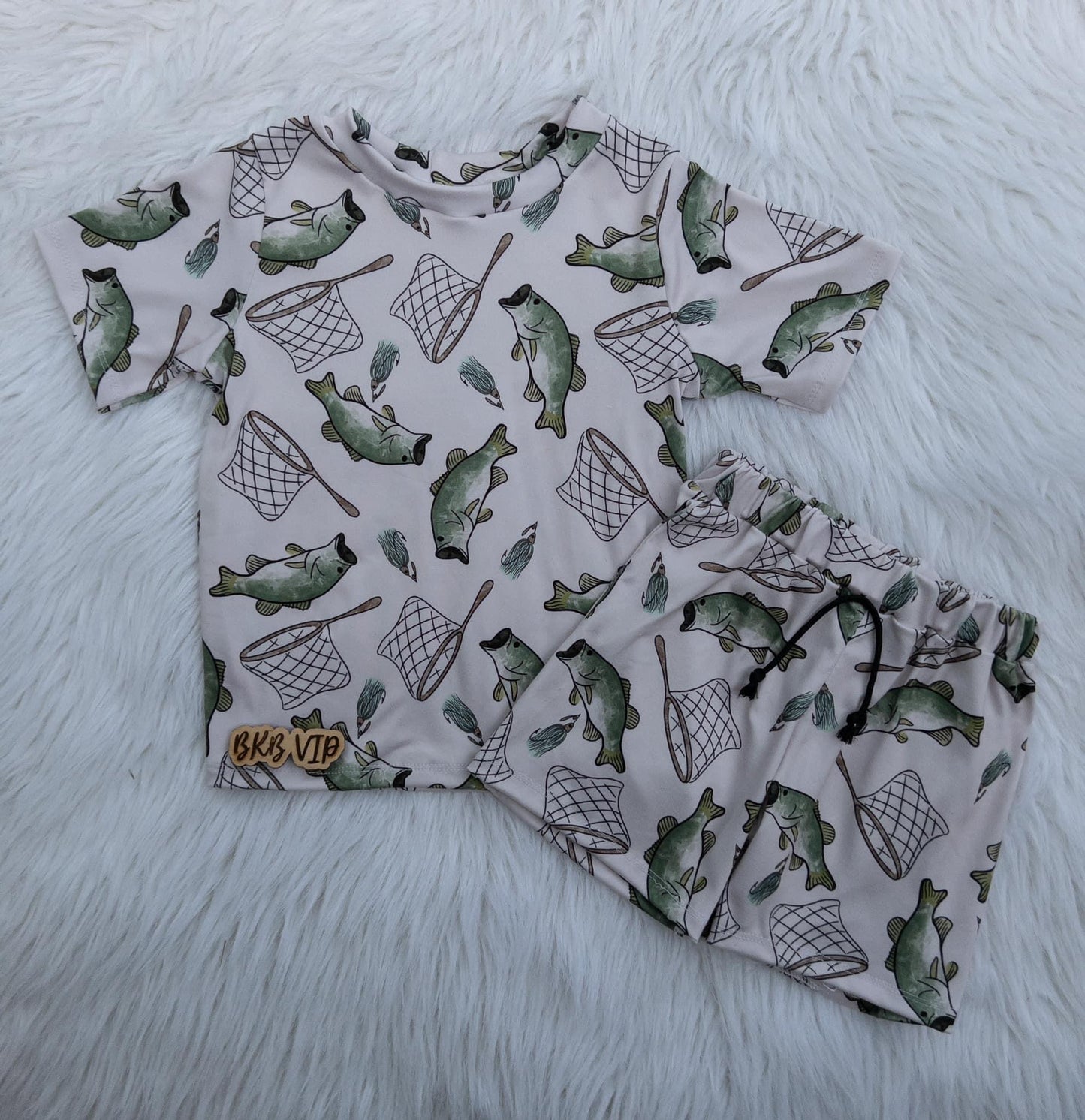 Fish & net T-Shirt & boy shorts set