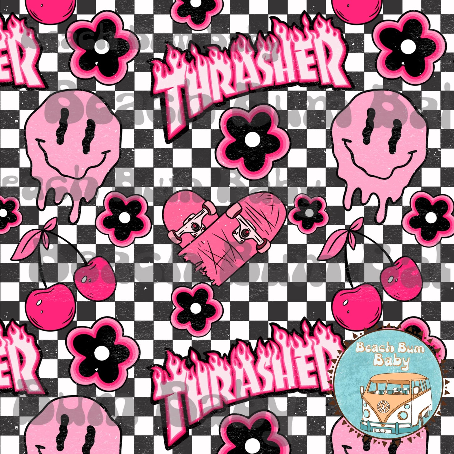 Pink checkered thrasher