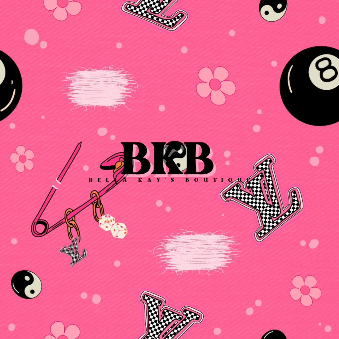 8 ball checkeredlv pink distressed