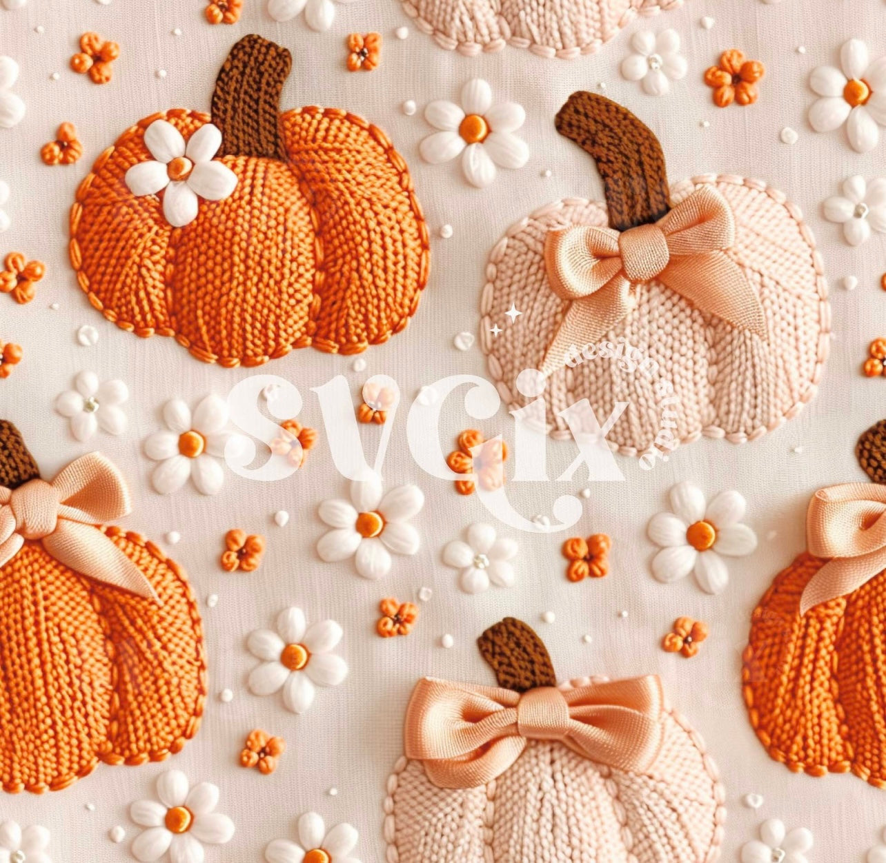Embroidery pumpkins with flowers & bows