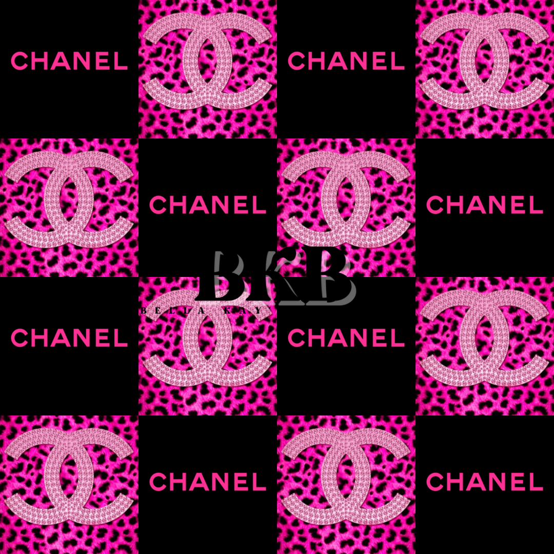 Pink leopard & black checkeredchanel