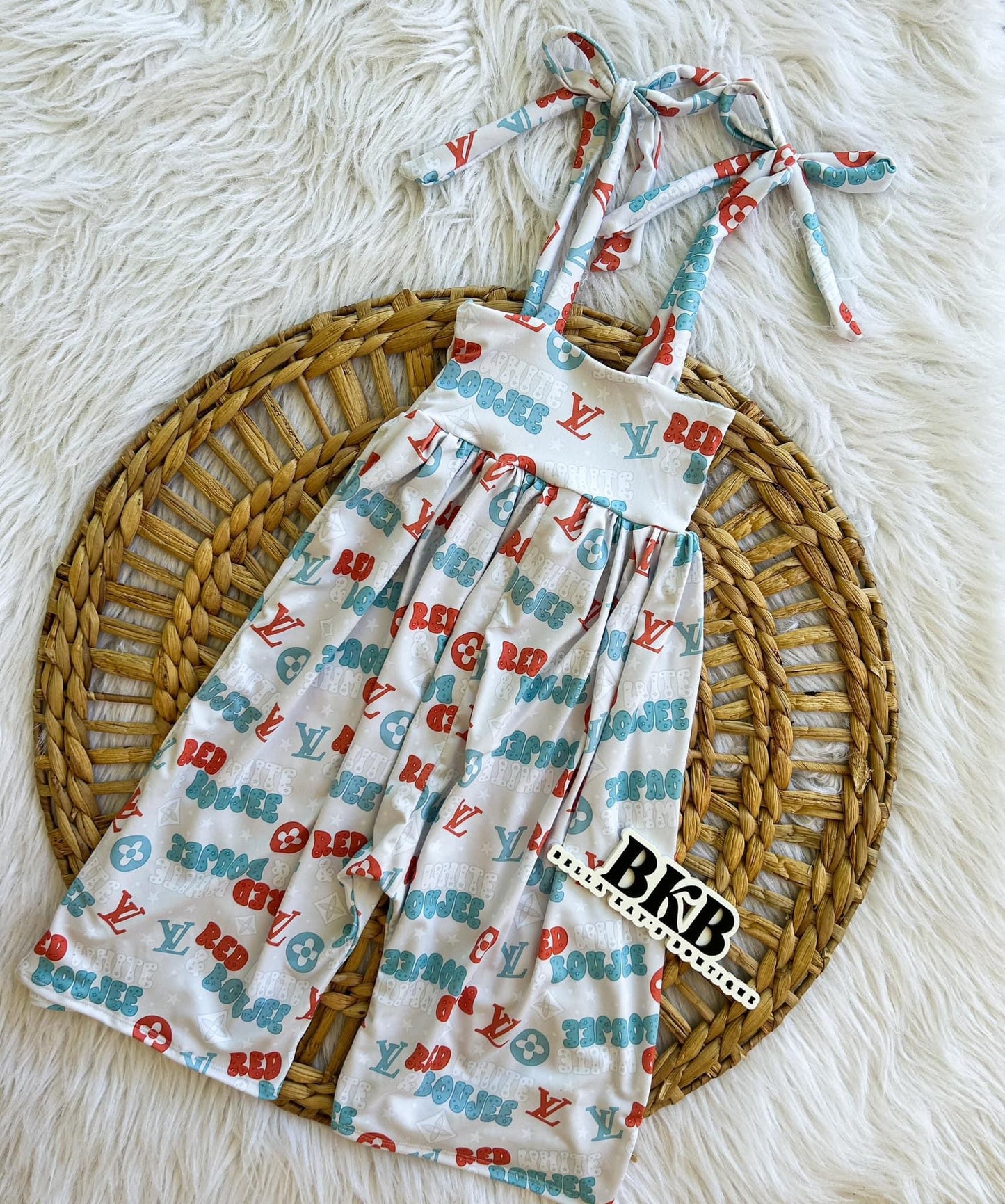 Red , white. & Boujee flora romper