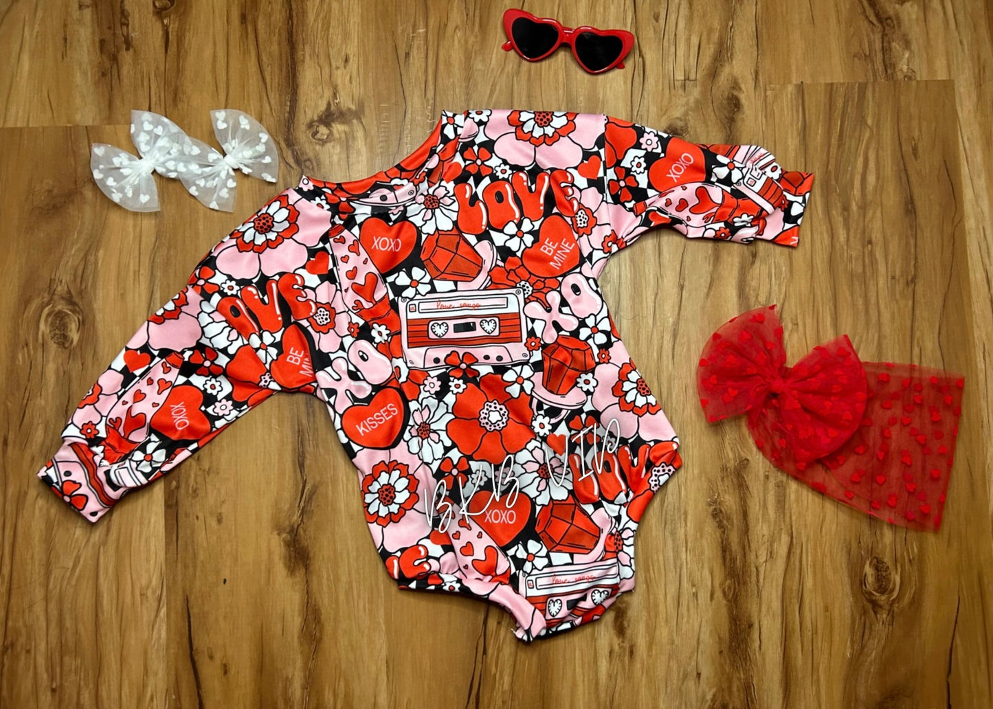 Ring pop valentine long sleeve romper VDPO