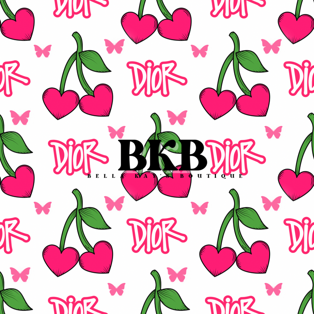 Pink & white cherrydior biker shorts