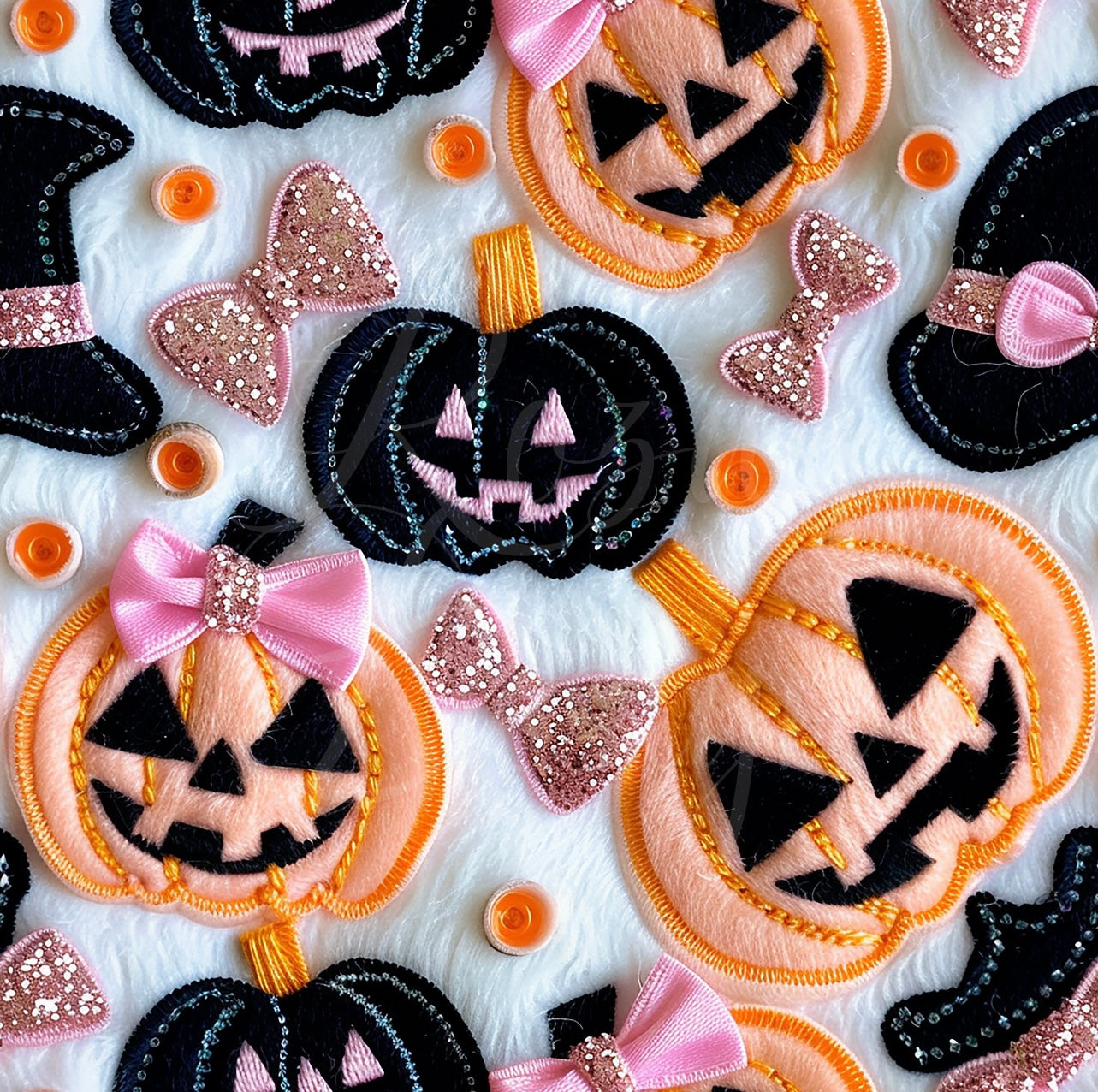 Black & orange pumpkins w sparkle bows