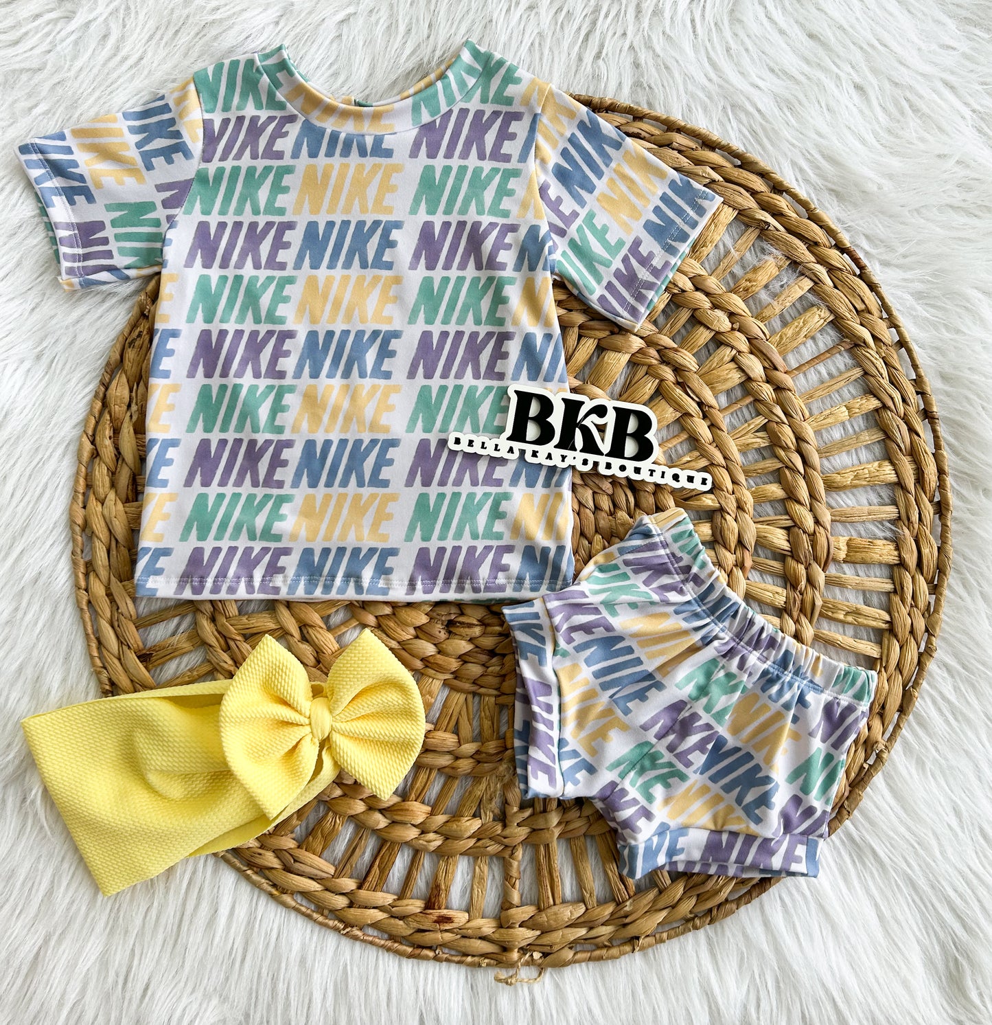 Purple,yellow,green,bluenike T-Shirt & shorties set