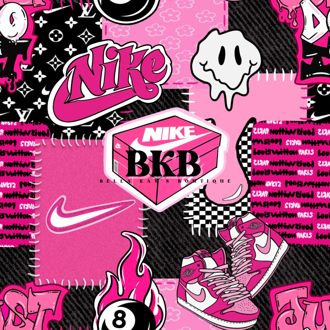 Pink shoe drip patch work Ollie romper