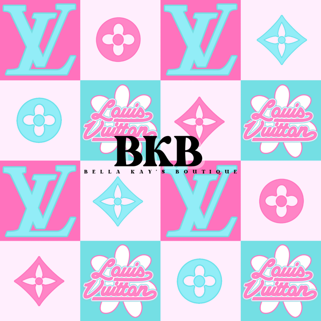 Light blue flowerlv checkered