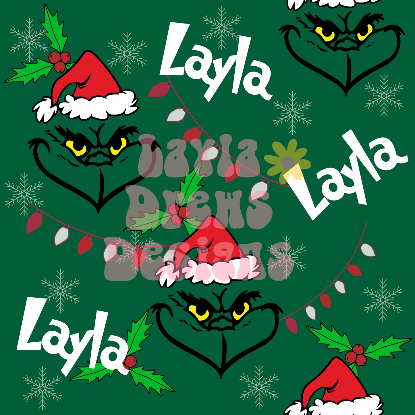 CUSTOM NAME CHRISTMAS dark greengrinchface