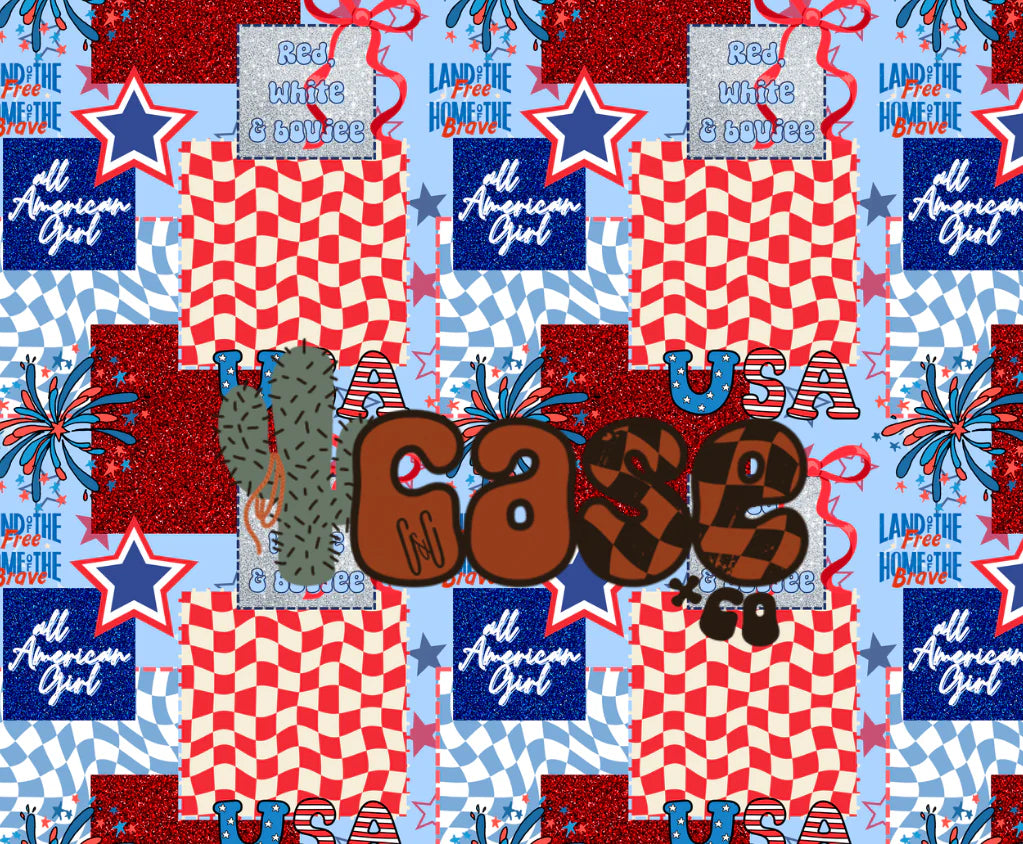 All American girl, red, white, and boujee patchwork