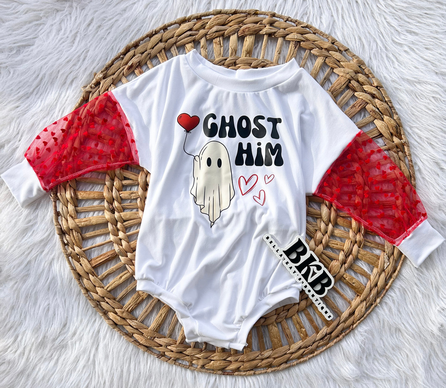 Ghost him red mesh long sleeve romper