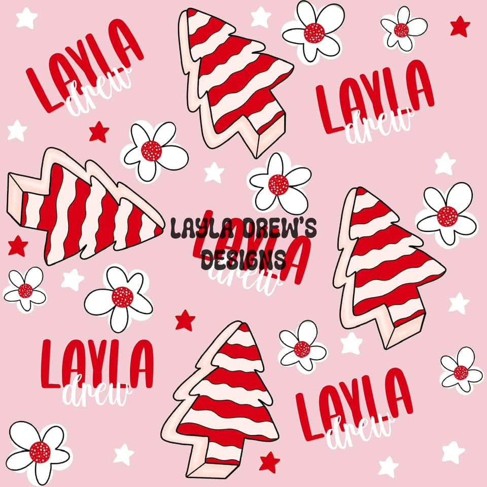 Adult CUSTOM NAME Christmas light pink Christmas cakes