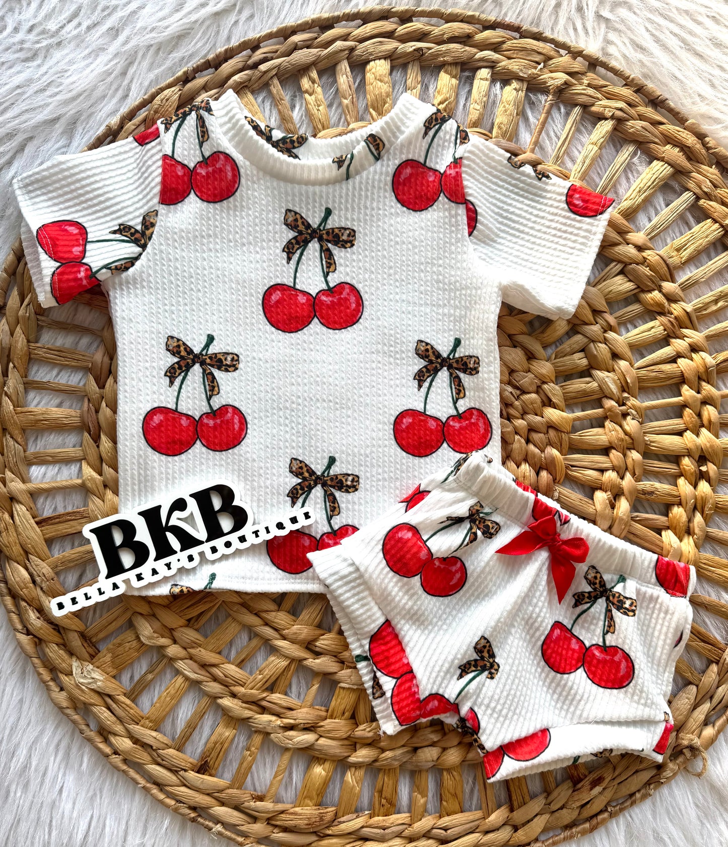 Cherry set in urban rib t-shirt & Shortie set