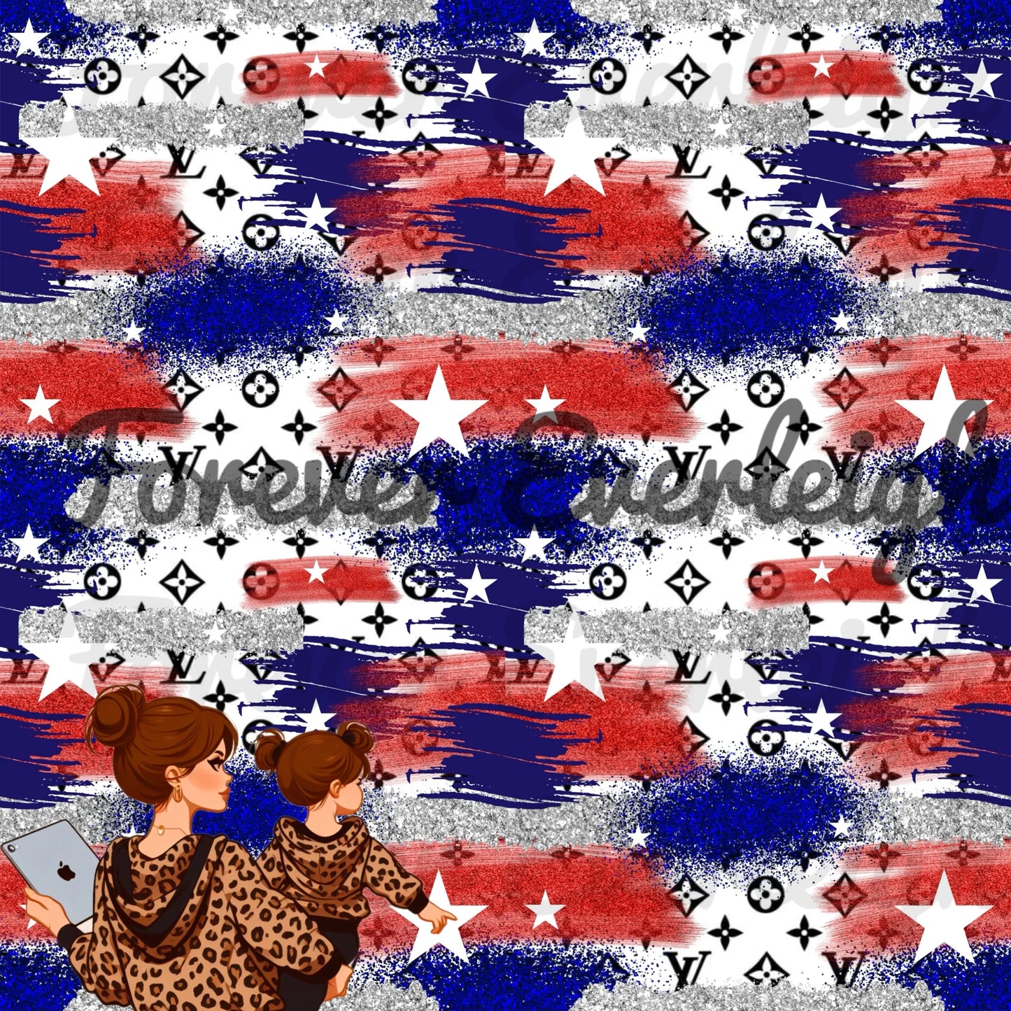 Boujee Fourth of July paint strokes