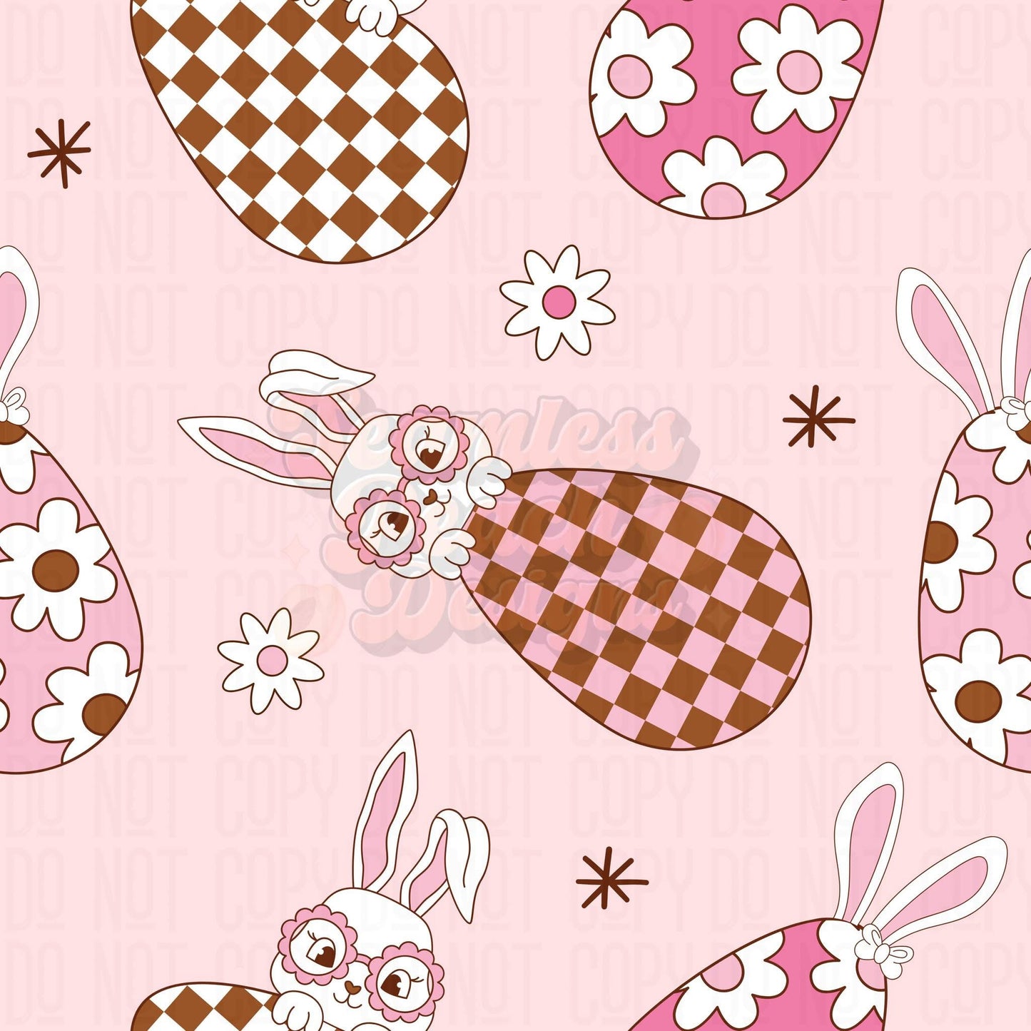 Checkered & floral bunny eggs