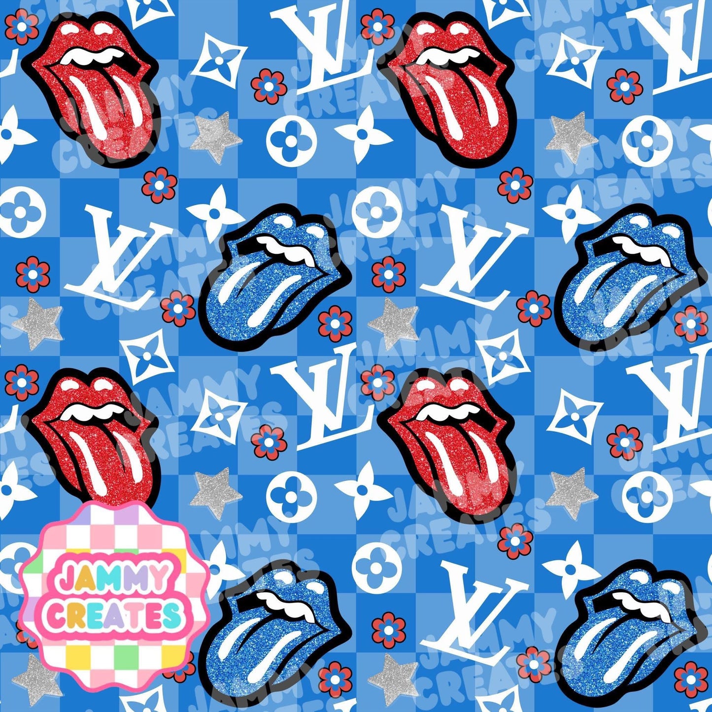 Blue checkeredlv tongue