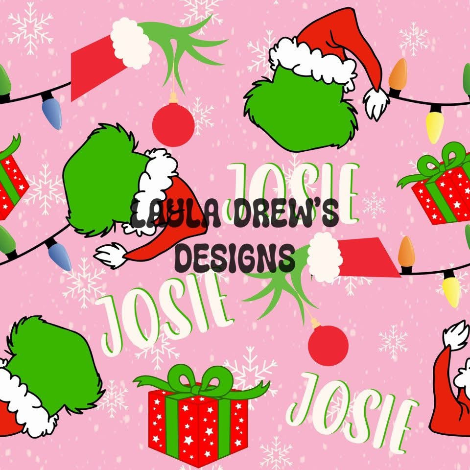 Adult CUSTOM NAME Christmas grinch&hand