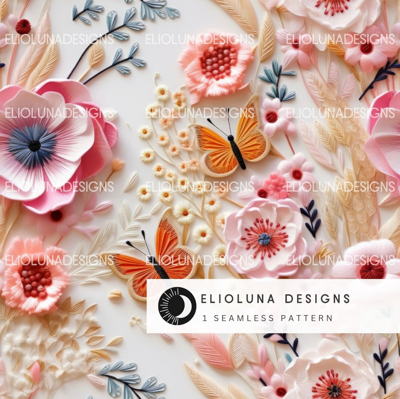 3d butterfly & flowers 3