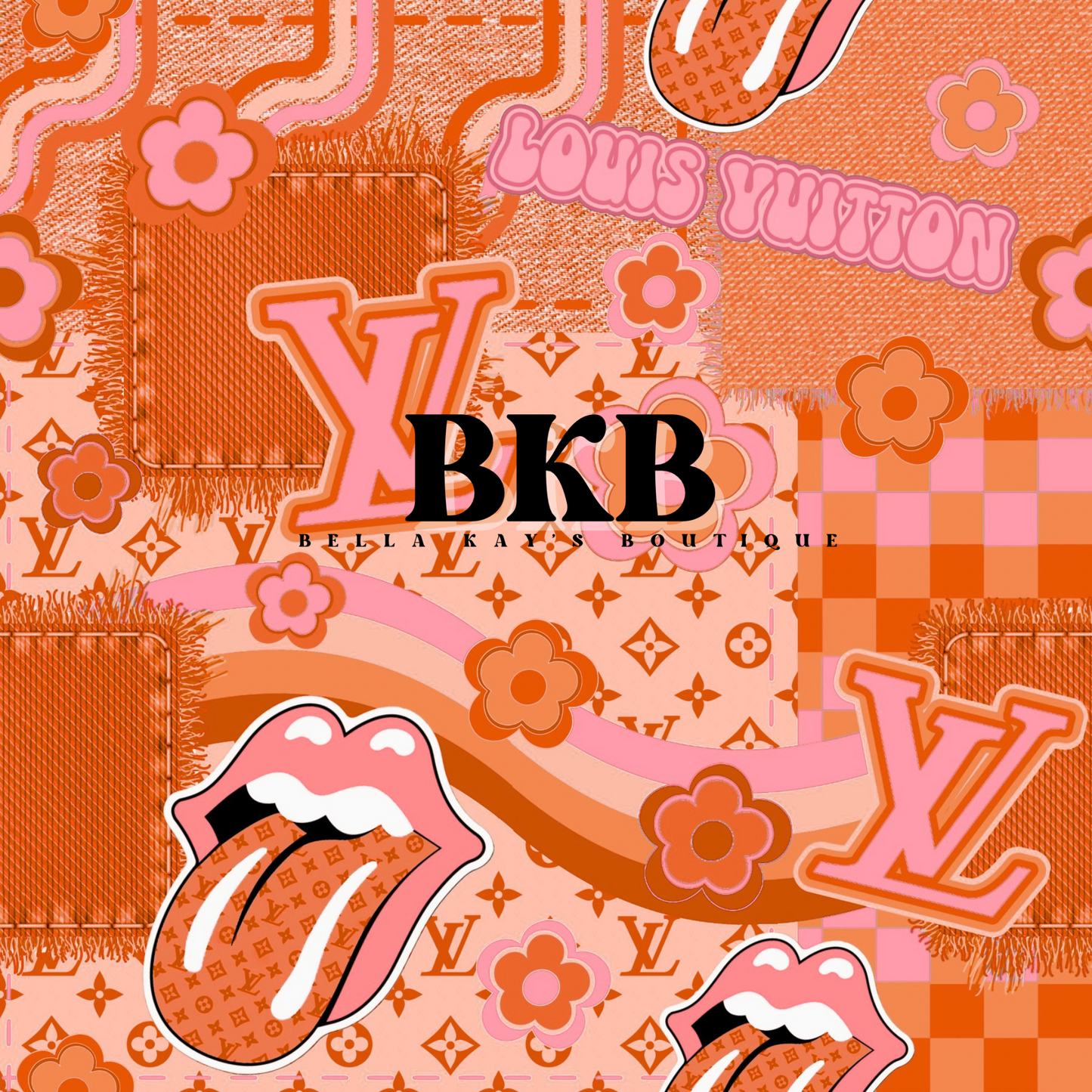 Orange floral groovy patchworklv