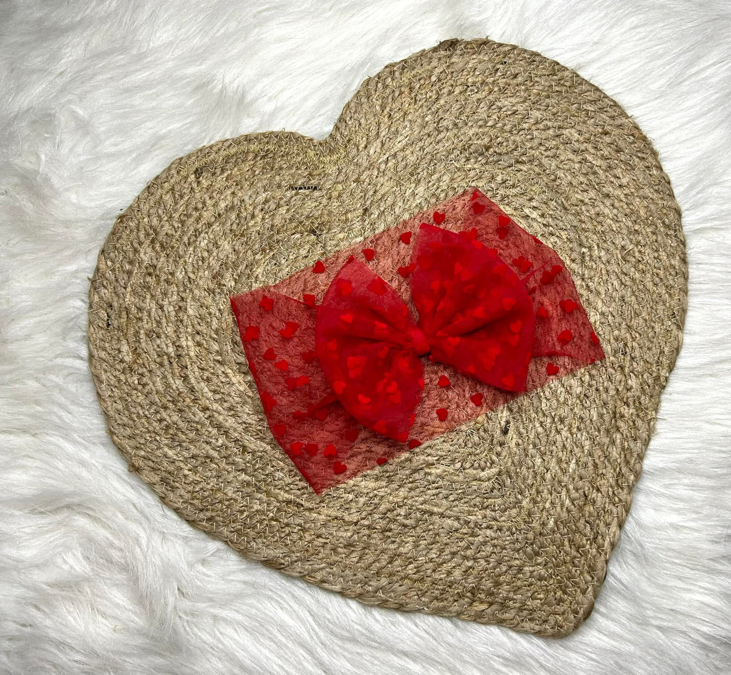 Red w red hearts mesh Headwrap
