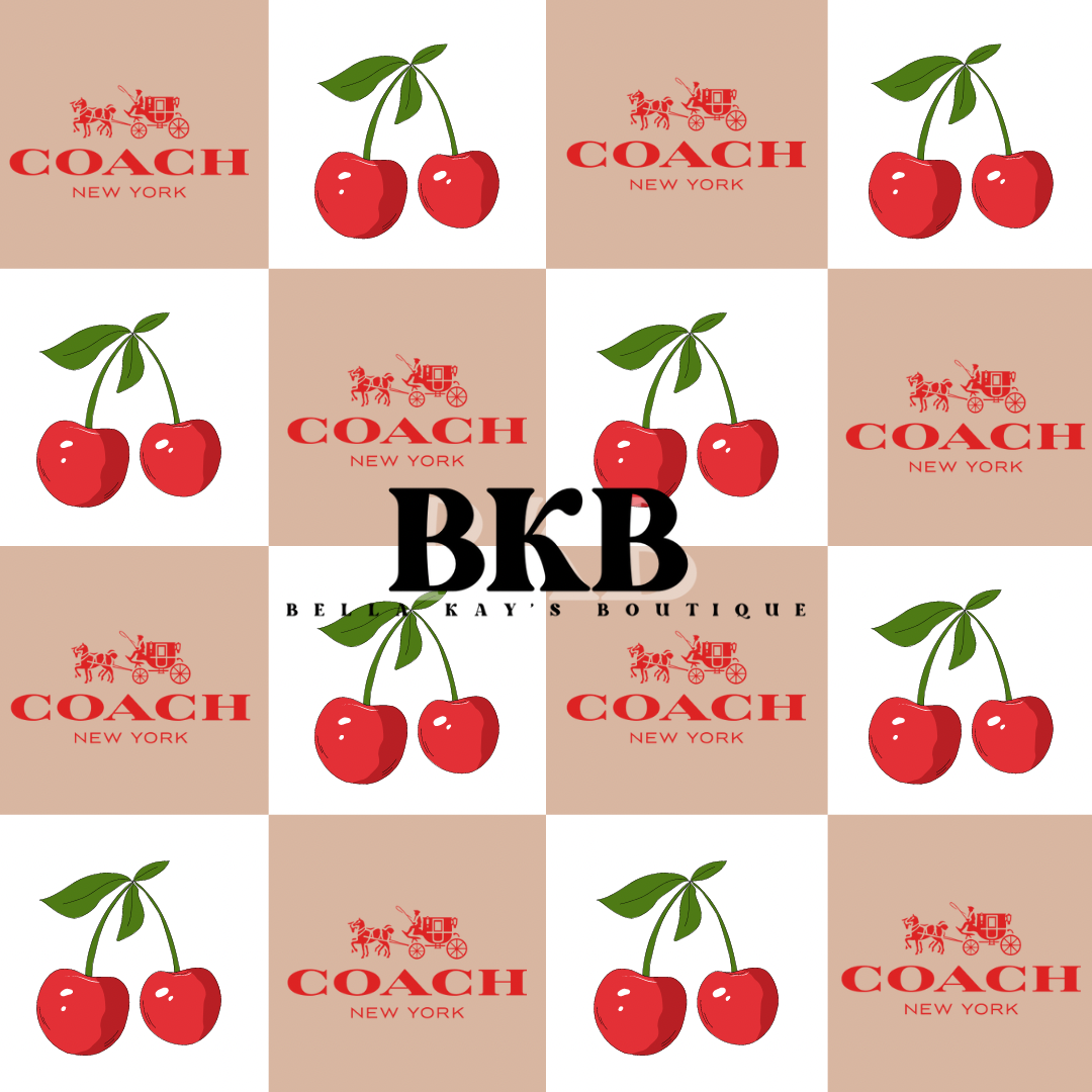 Tan & white checkered cherriescoach