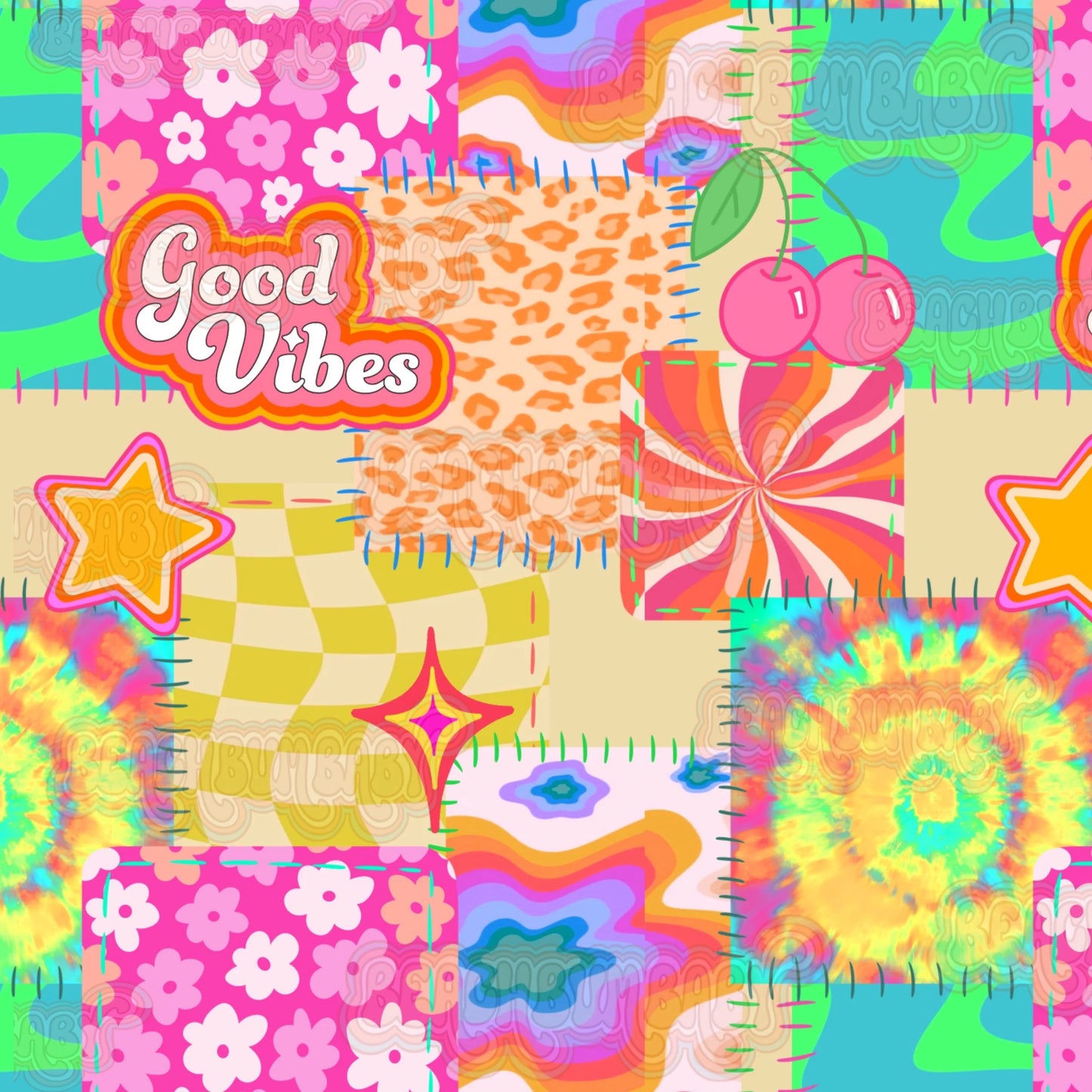Neon good vibes patchwork