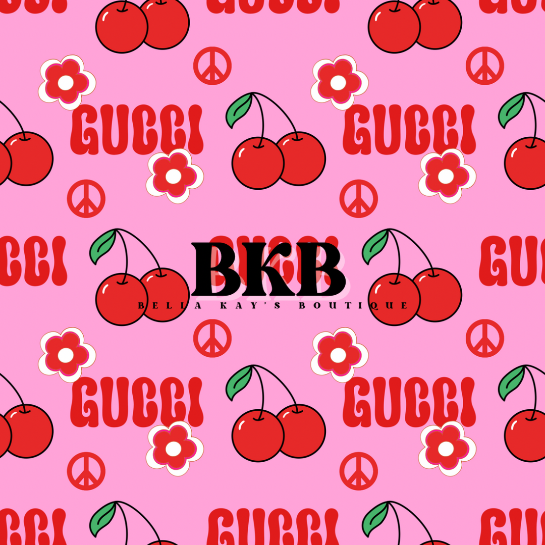 Red& whiteGucci w pink background