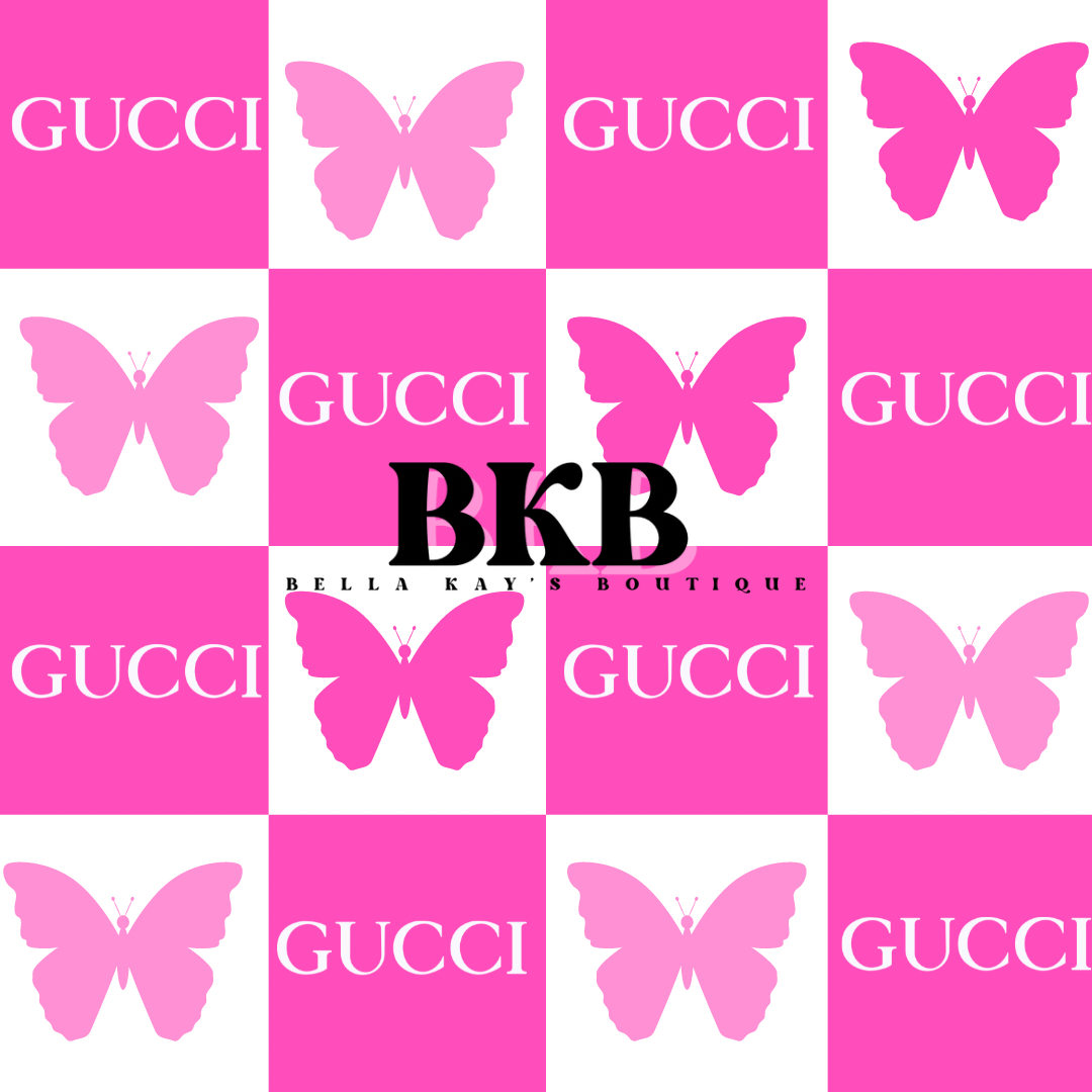 Pink n white butterfly checkeredlv