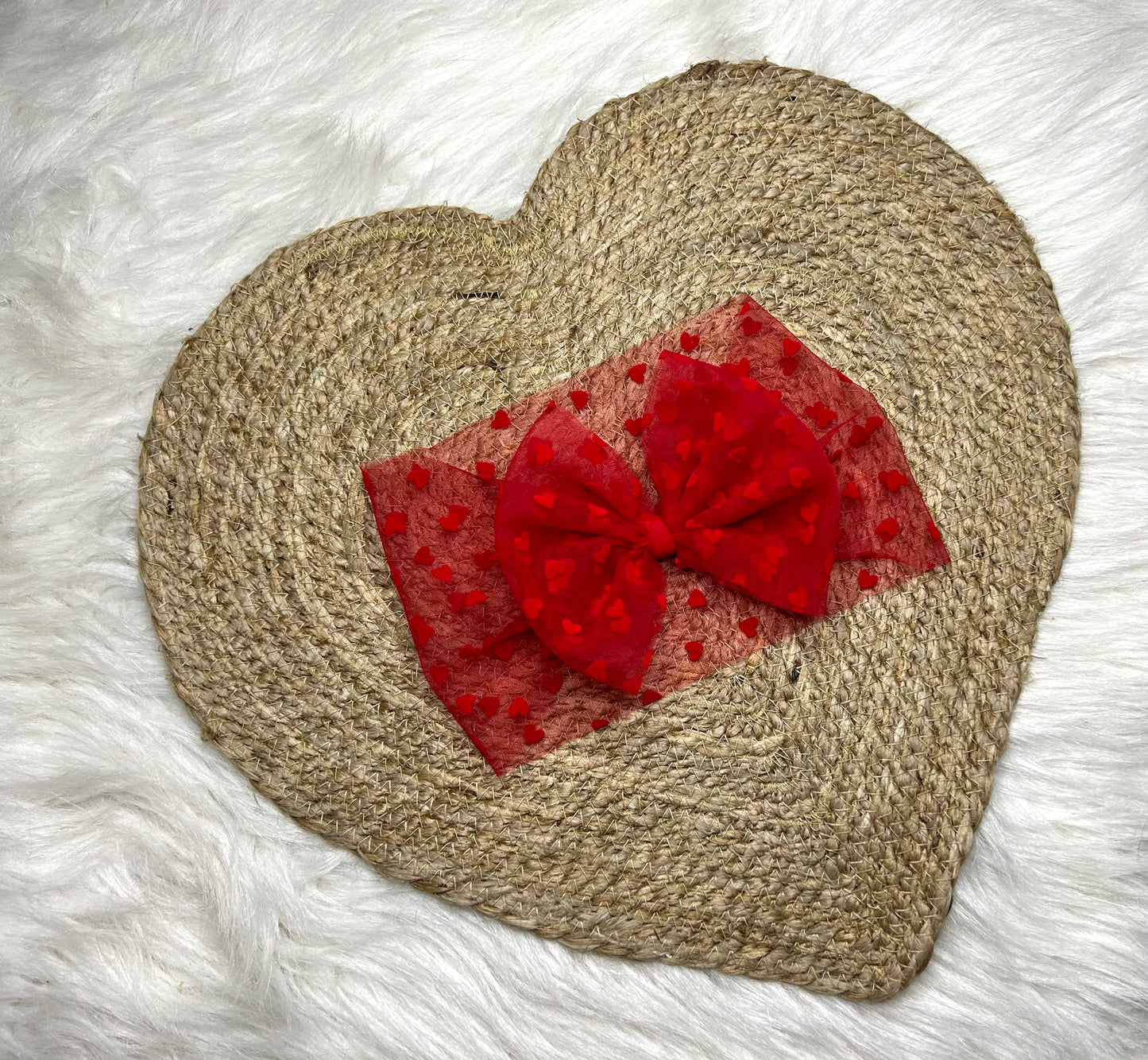 5in headwrap Red w red hearts mesh RTSV