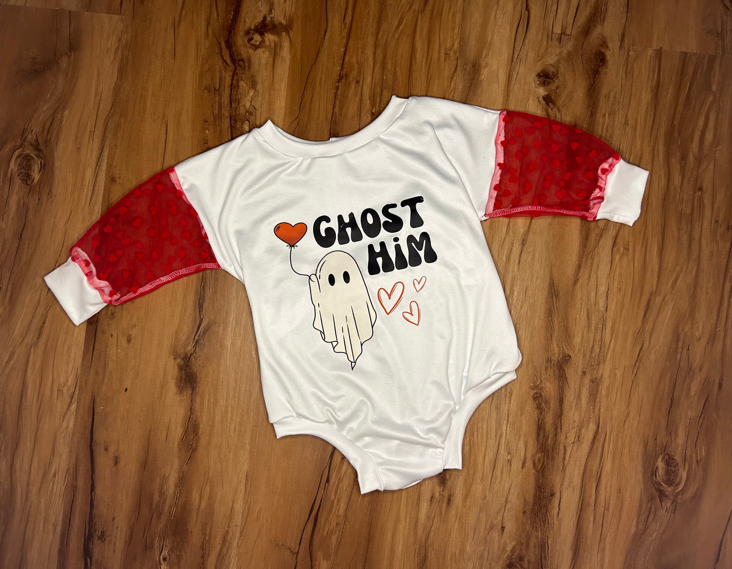 Ghost him red mesh long sleeve romper