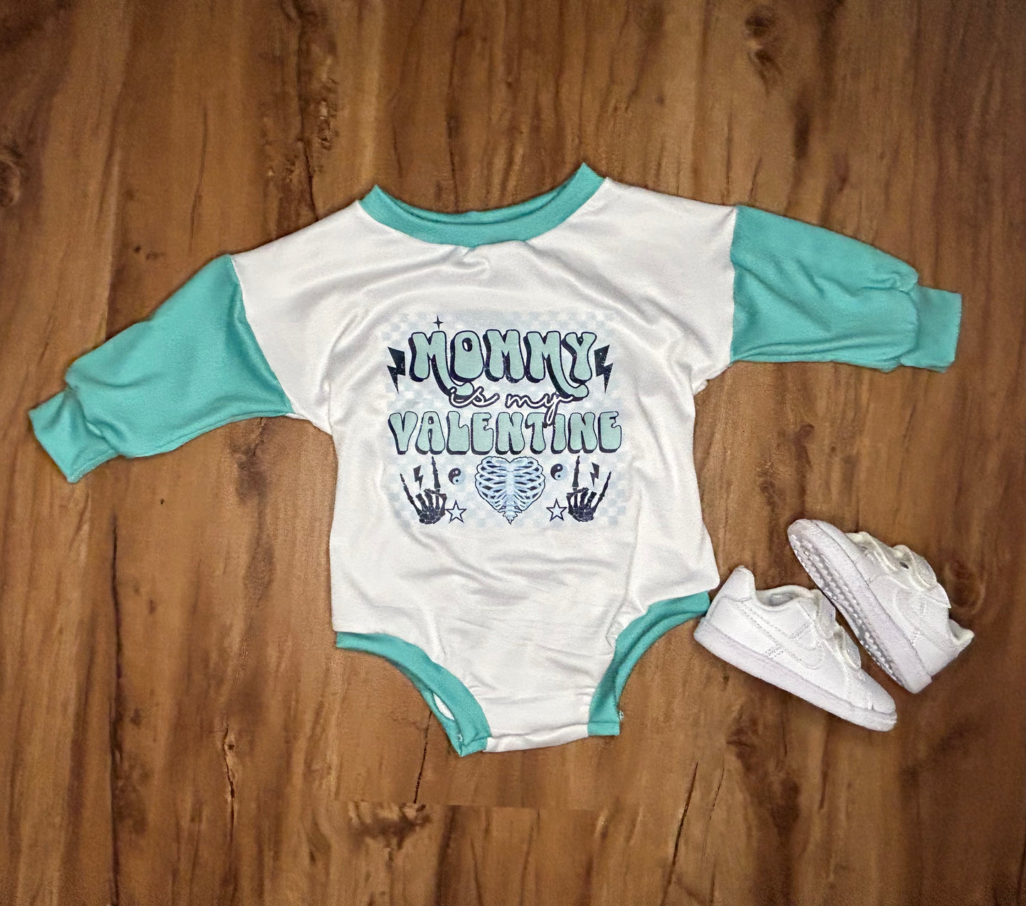 Mommy is my valentine long sleeve romper