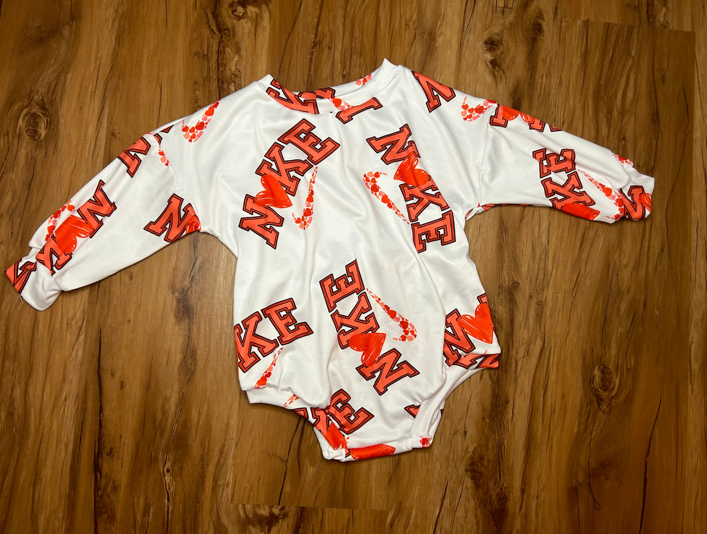 Valentines swoosh long sleeve romper