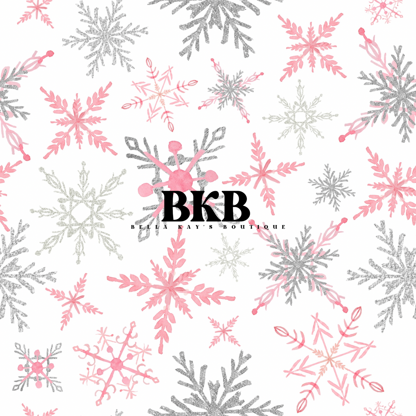 White w pink & silver snowflakes Christmas CLSPO