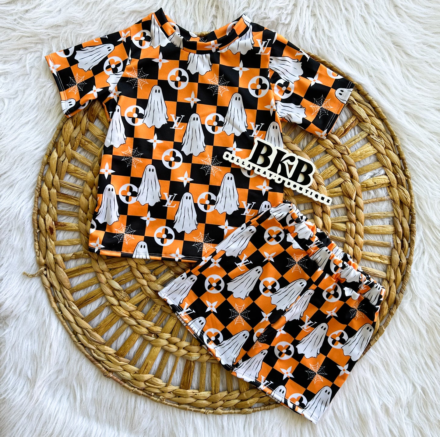 Boy t shirt & boy short set checkered ghostlv