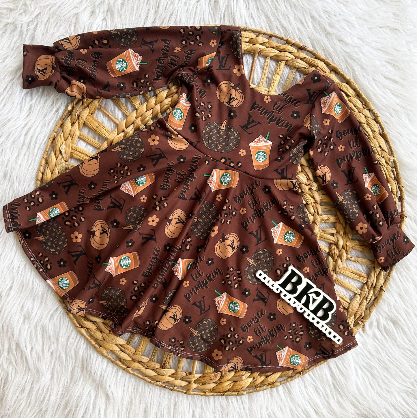 Brown Boujee little pumpkin brielle w bishop sleeves