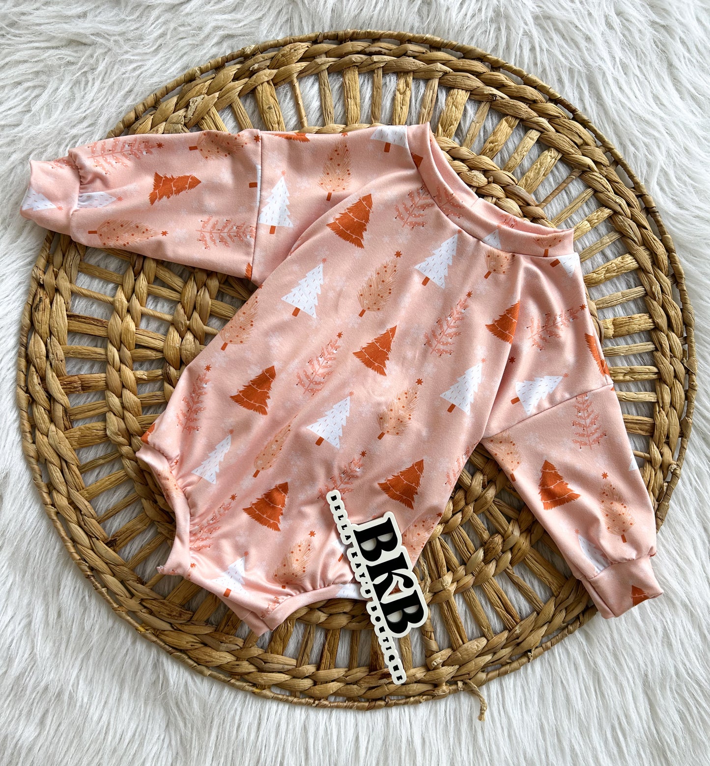 Christmas tree long sleeve romper