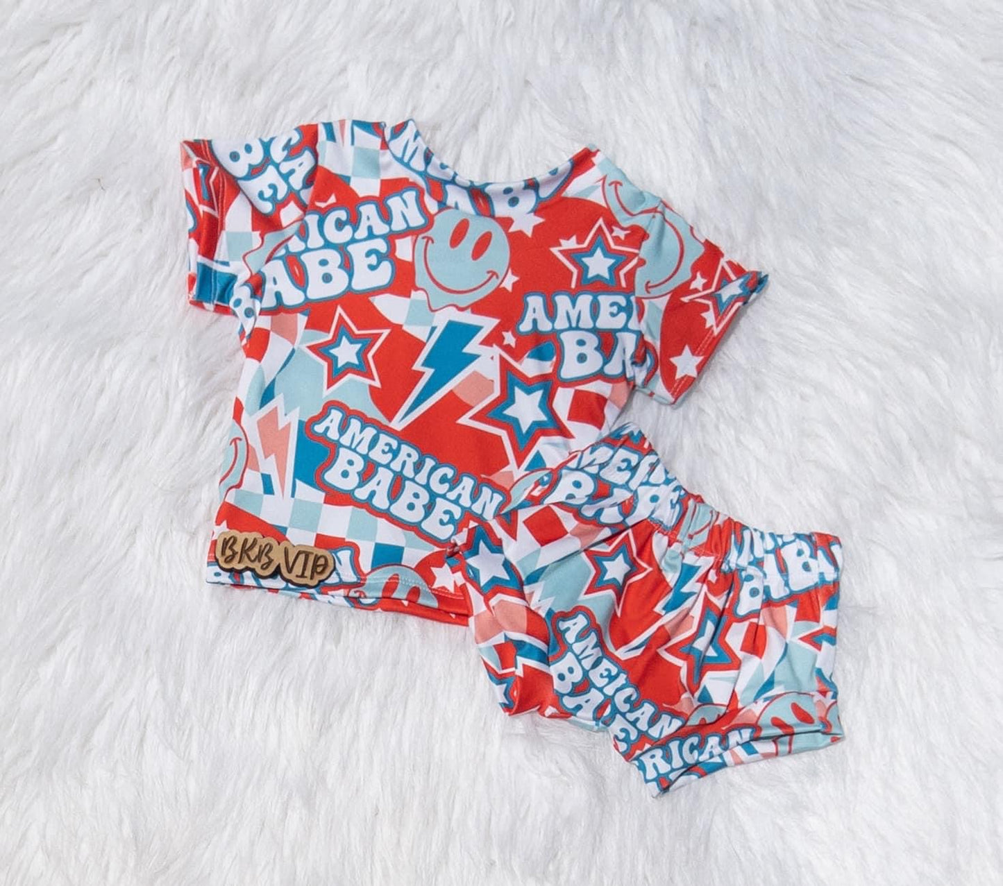 0-3 American babe t shirt & shortie set RTS