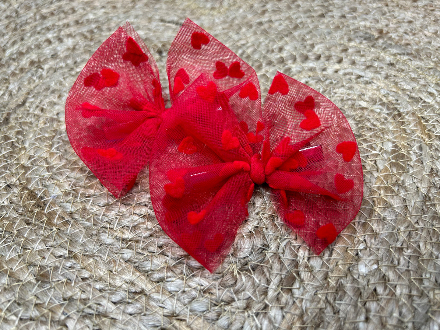 Red mesh w Red hearts set of piggies