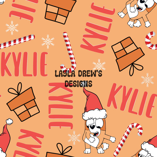 CUSTOM NAME CHRISTMAS dog w orange