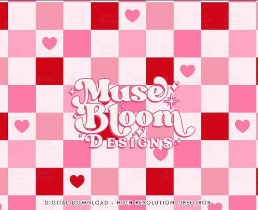 Pink checkered hearts