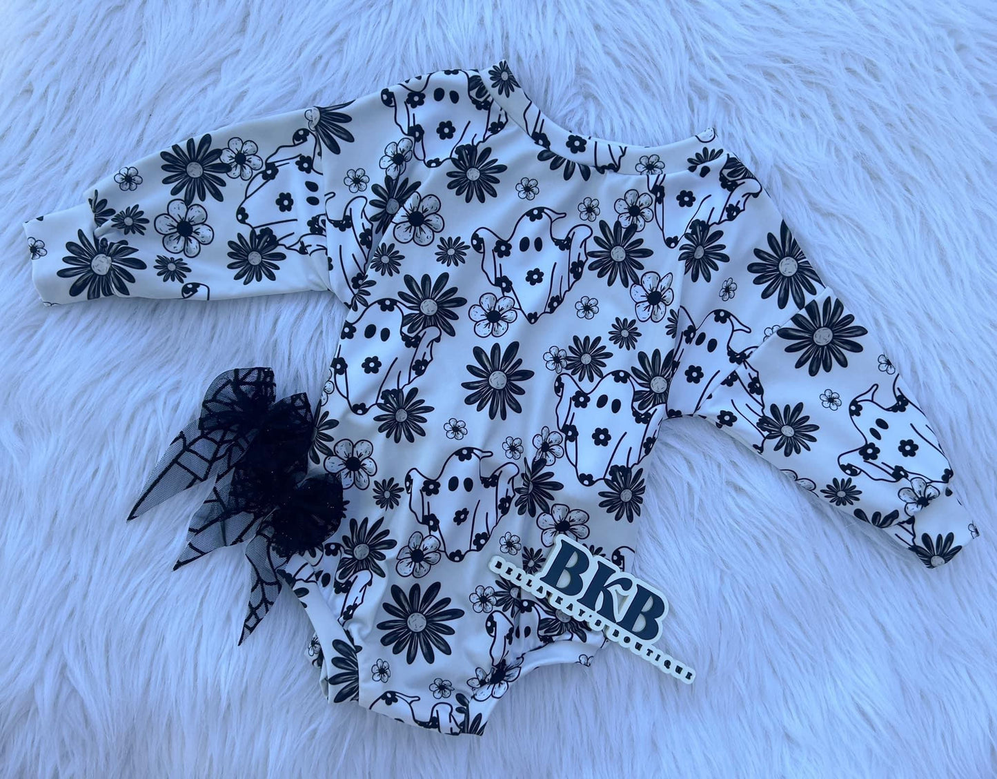 Floral ghosts long sleeve romper