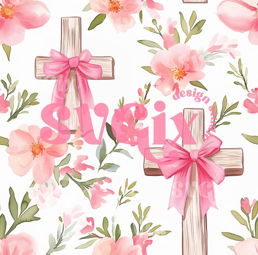 Pink floral cross