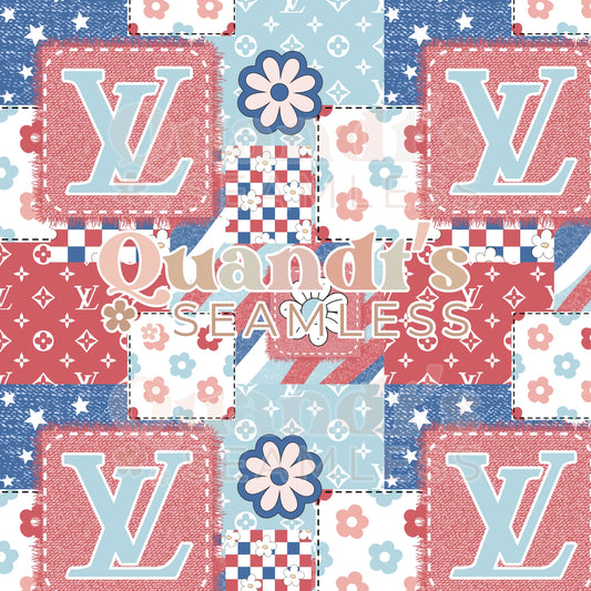 Floral Fourth of July patchwork boujee