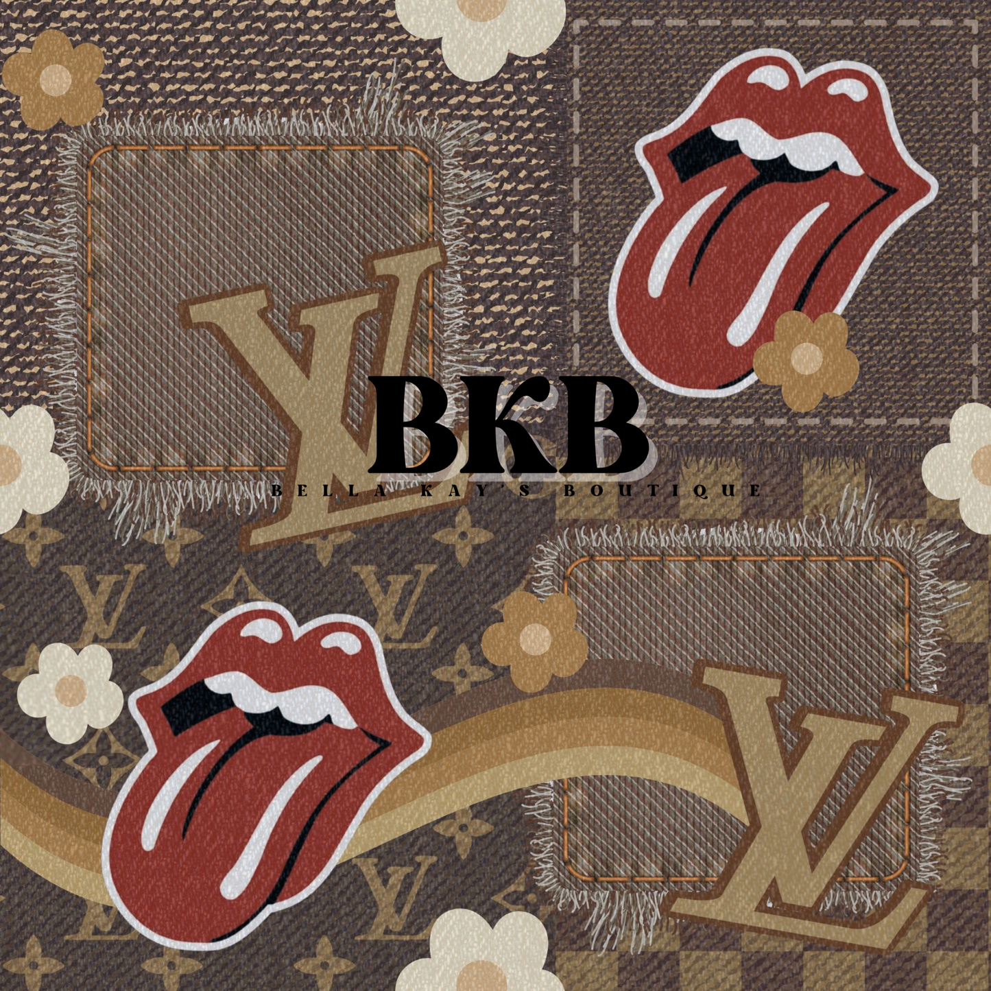Brown & white flowerlv patchwork
