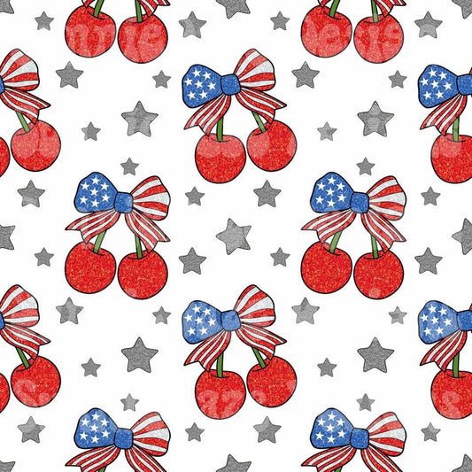 White with American flag bow cherries