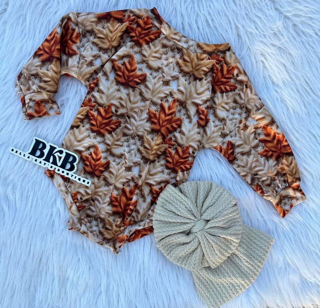 Light fall leaves LONG SLEEVE ROMPER