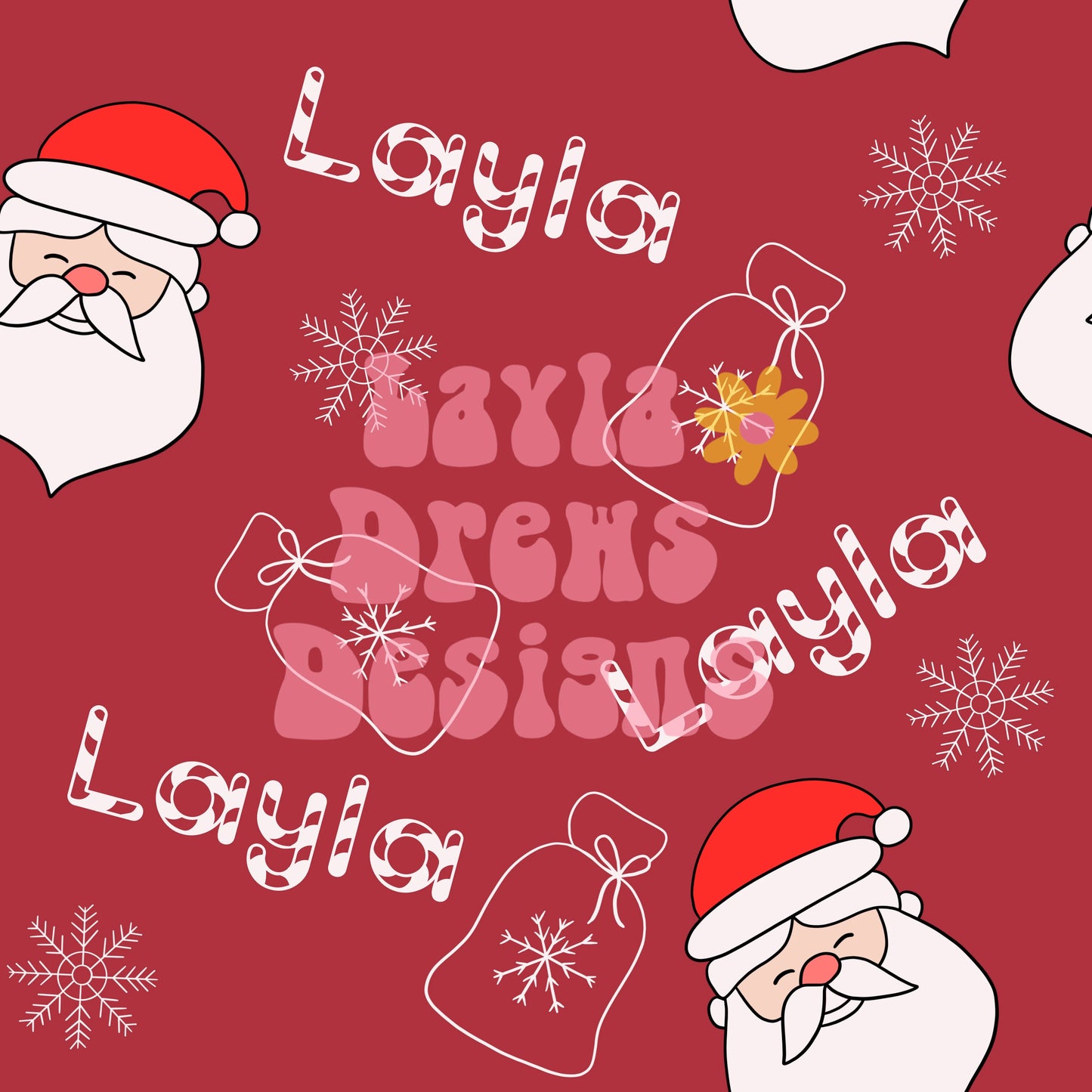 CUSTOM NAME CHRISTMAS Santa & bag