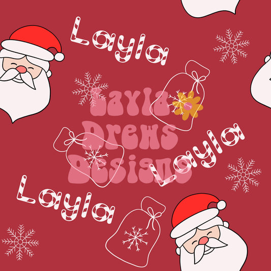 CUSTOM NAME CHRISTMAS Santa & bag