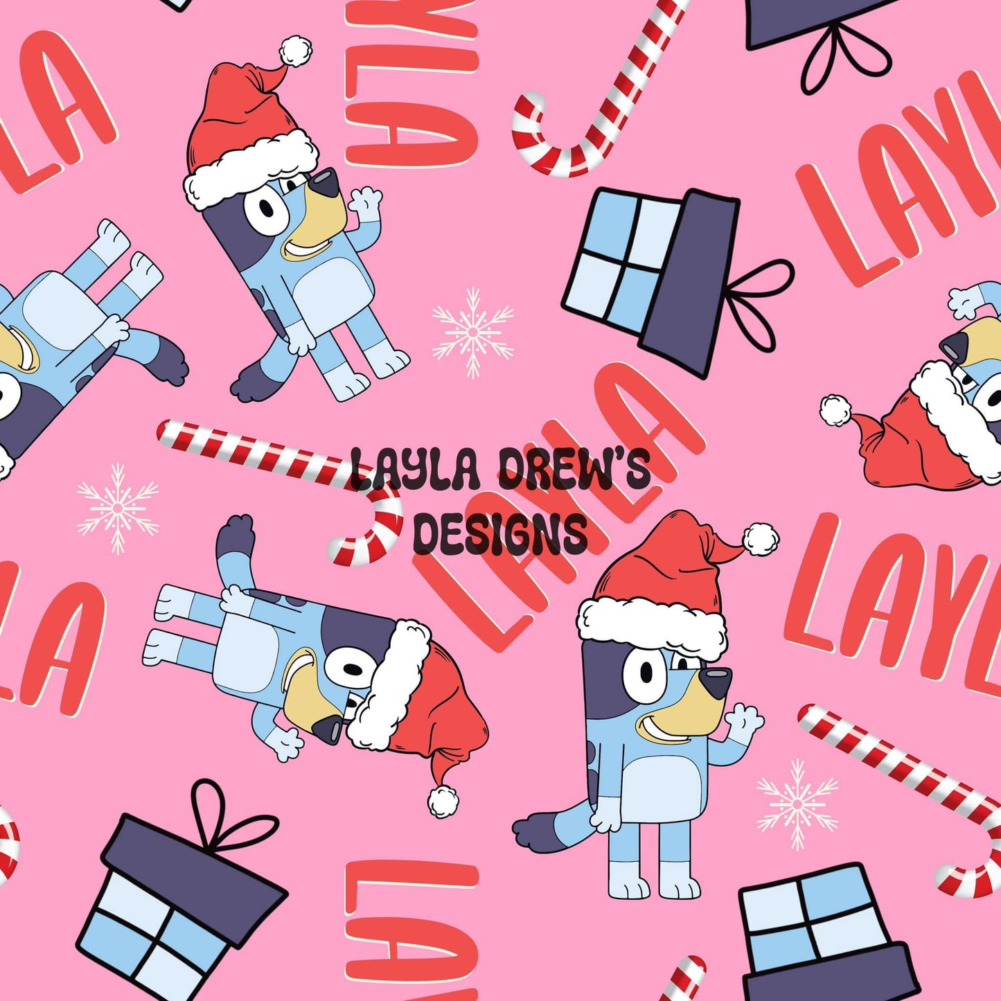 Adult CUSTOM NAME Christmas dog w pink