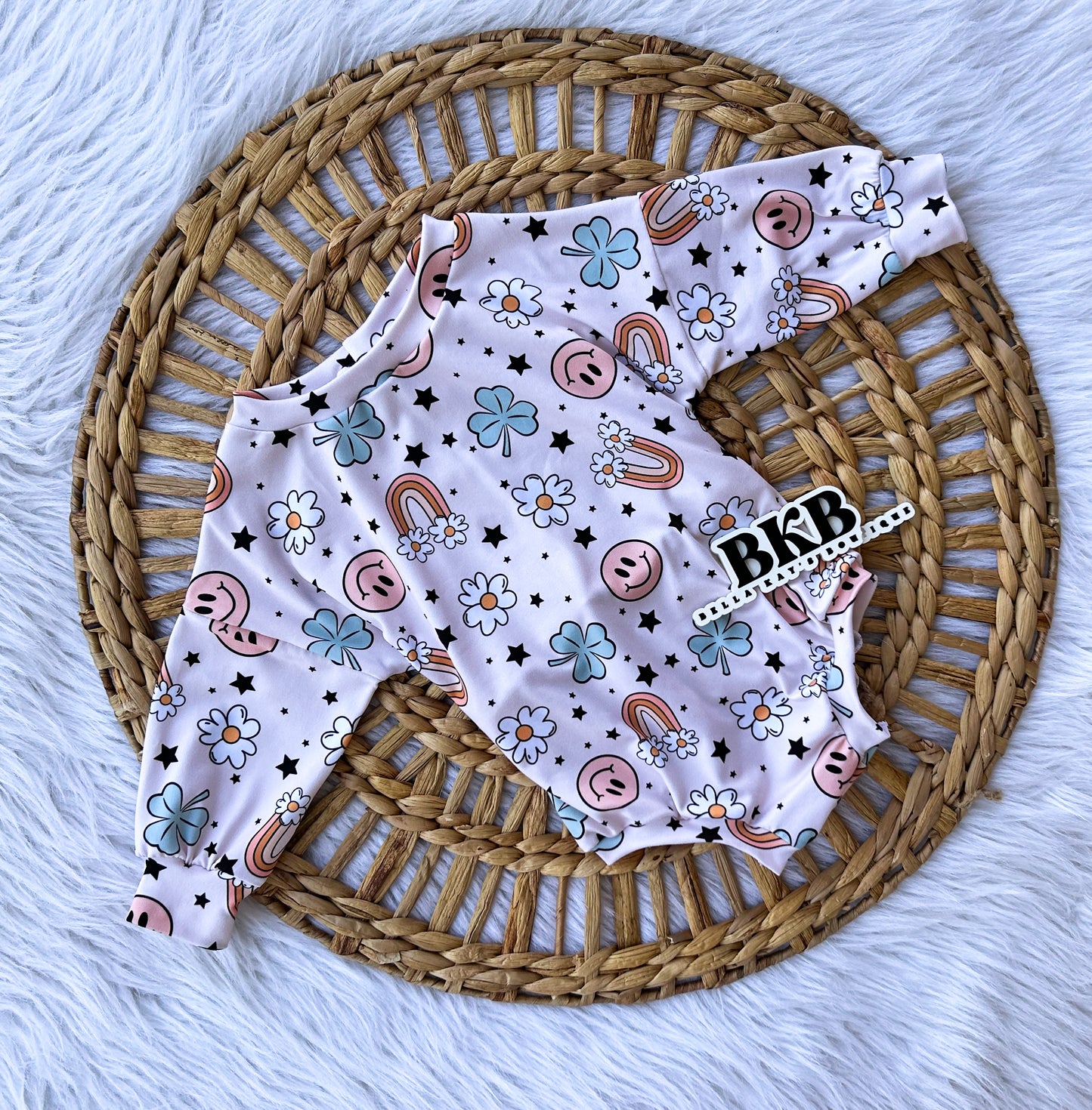 Clover & smiley long sleeve romper